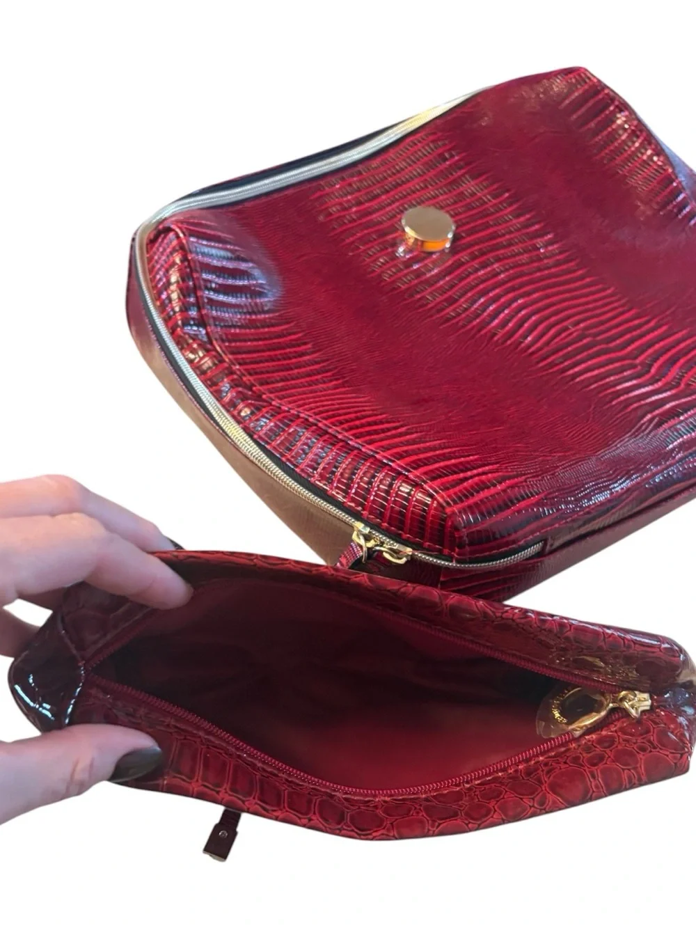 Estée Lauder Red Croc‑Embossed Cosmetic Bag